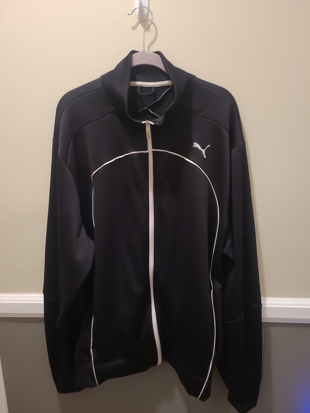 Puma Jacket Mens XL Black Full Zip Track Athletic Warm Up Top